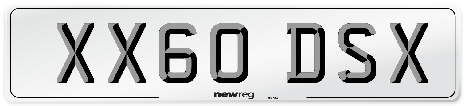 XX60 DSX Number Plate from New Reg